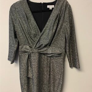 Calvin Klein Metallic Wrap Dress